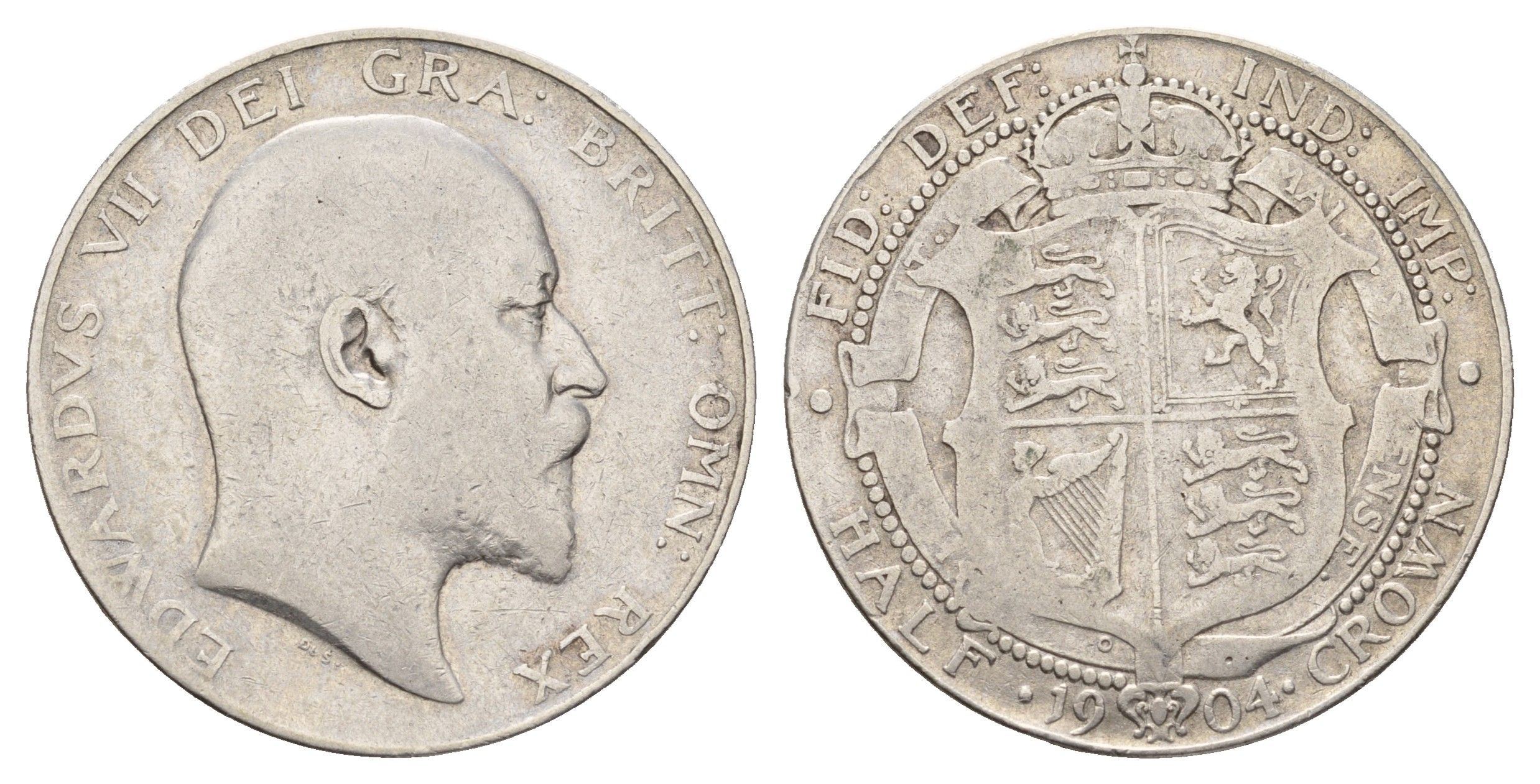 Великобритания 1/2 кроны 1904 Эдуард VII (1901-1910), редкий год KM 802, Spink 3980 серебро 443-1535