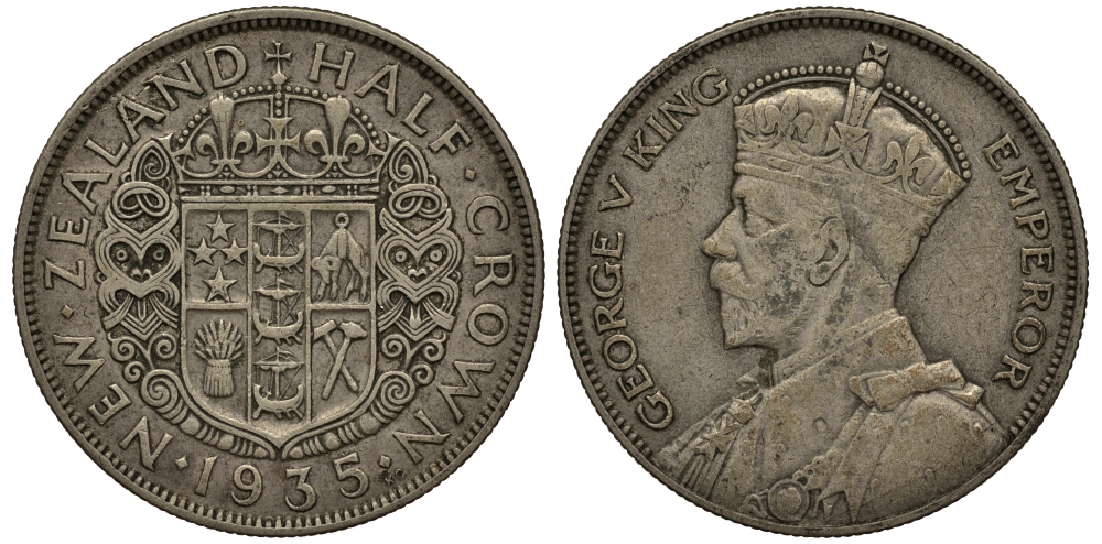 Новая Зеландия 1/2 кроны 1935 Георг V (1910-1936) KM 5 серебро 272-921