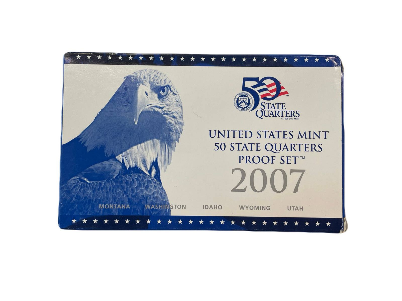 США годовой набор 5 монет (25 центов (квотер)) из серия 50 штатов 2007 P, в оригинальной упаковке с сертификатами KM 396, 397, 398, 399 и 400 PROOF 8-2-06-71