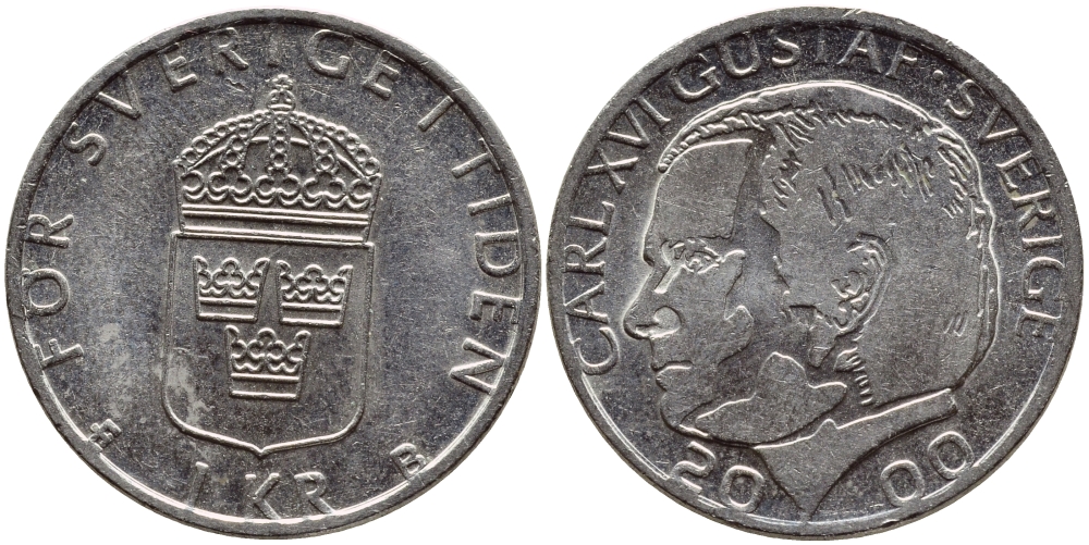 Швеция 1 крона 2000 Карл XVI Густав (1973- ) KM 852а медно-никель 4379-436