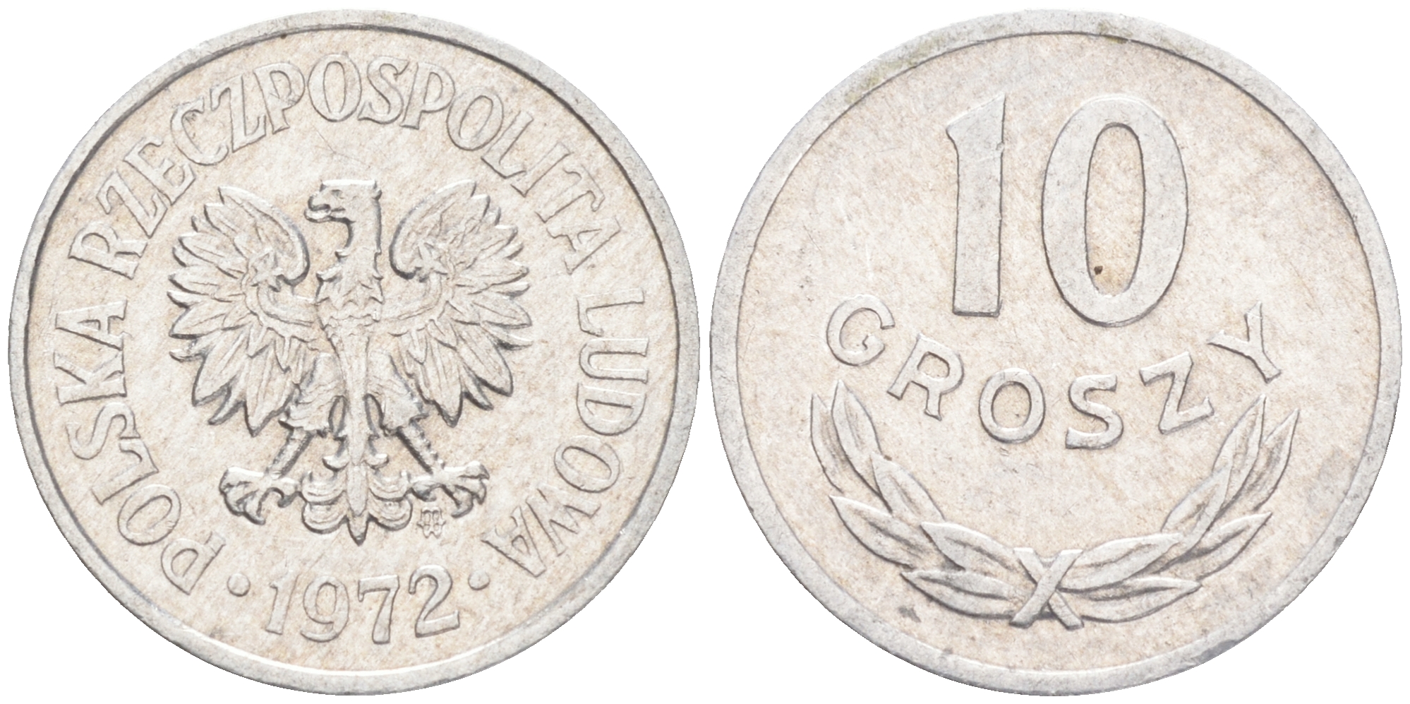 ПОЛЬША 10 ГРОШЕЙ 1972 MW KM АА47 алюминий 4528-161