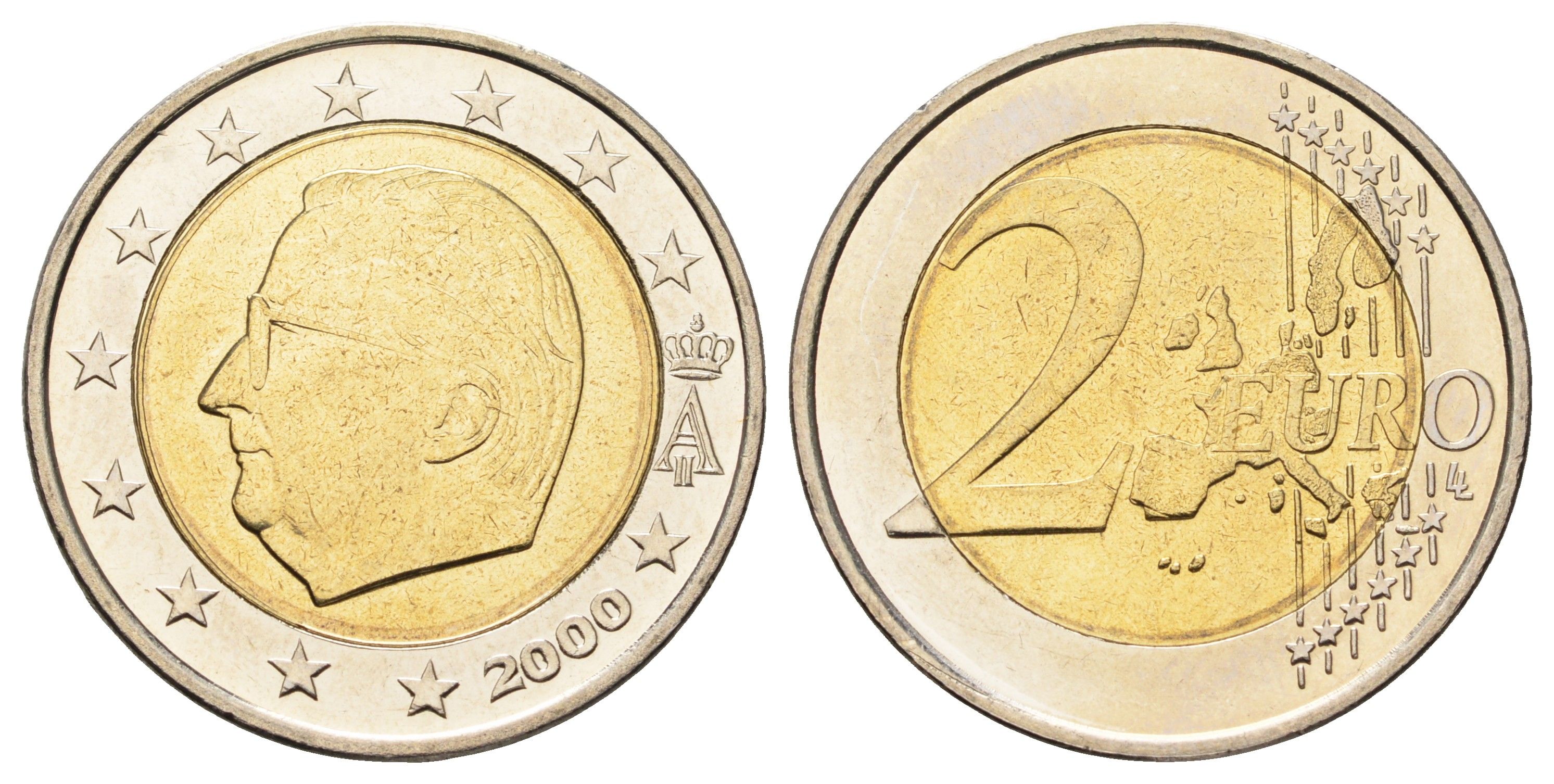 Бельгия 2 евро 2000 Альберт II (1993-2013) KM 231 биметалл UNC 4654-431