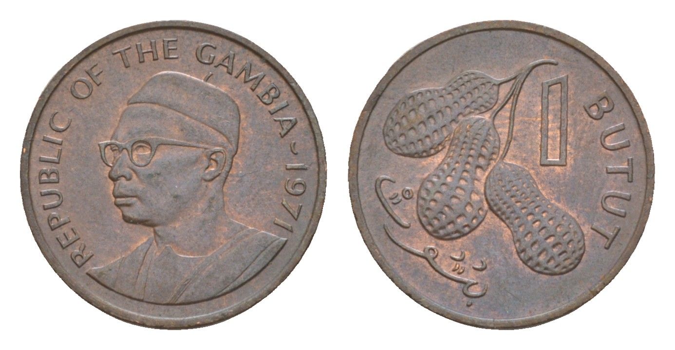 Гамбия 1 бутут 1971 KM 8 бронза aUNC 4643-621