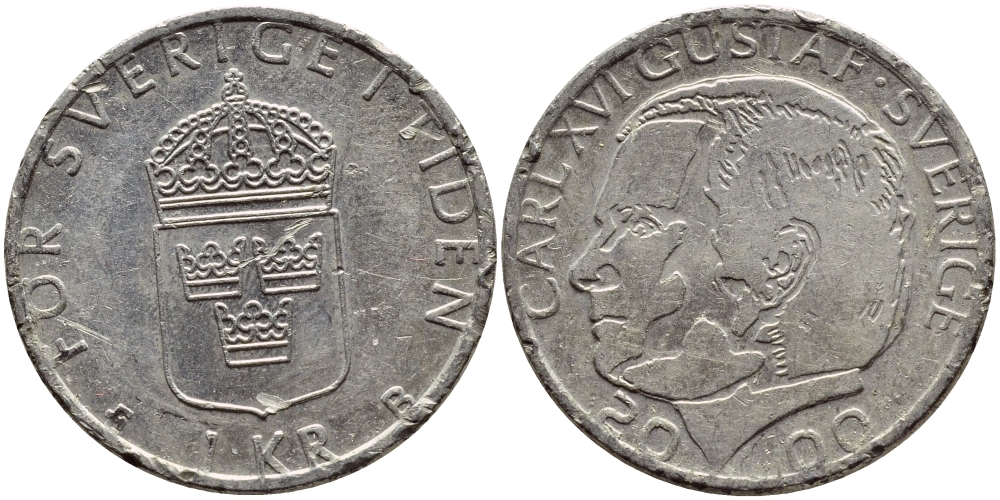 Швеция 1 крона 2000 Карл XVI Густав (1973- ) KM 852а медно-никель 4364-3443
