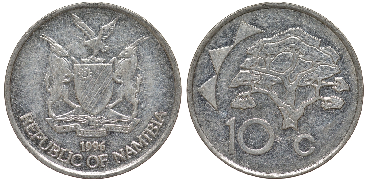 Намибия 10 центов 1998 дерево KM 2 никелированная сталь 4163-916