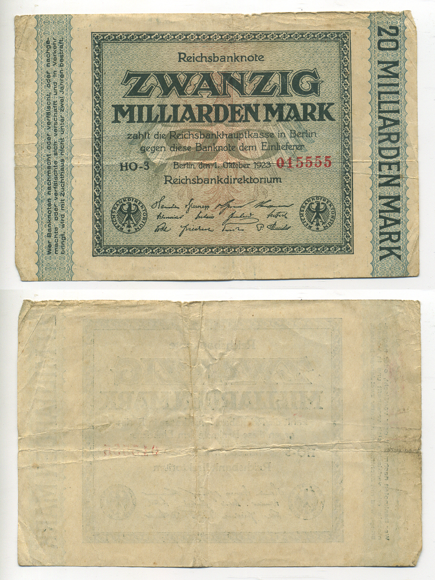 Германия 20000000000 марок 1923 Pick 118e бумага 7183-5-1