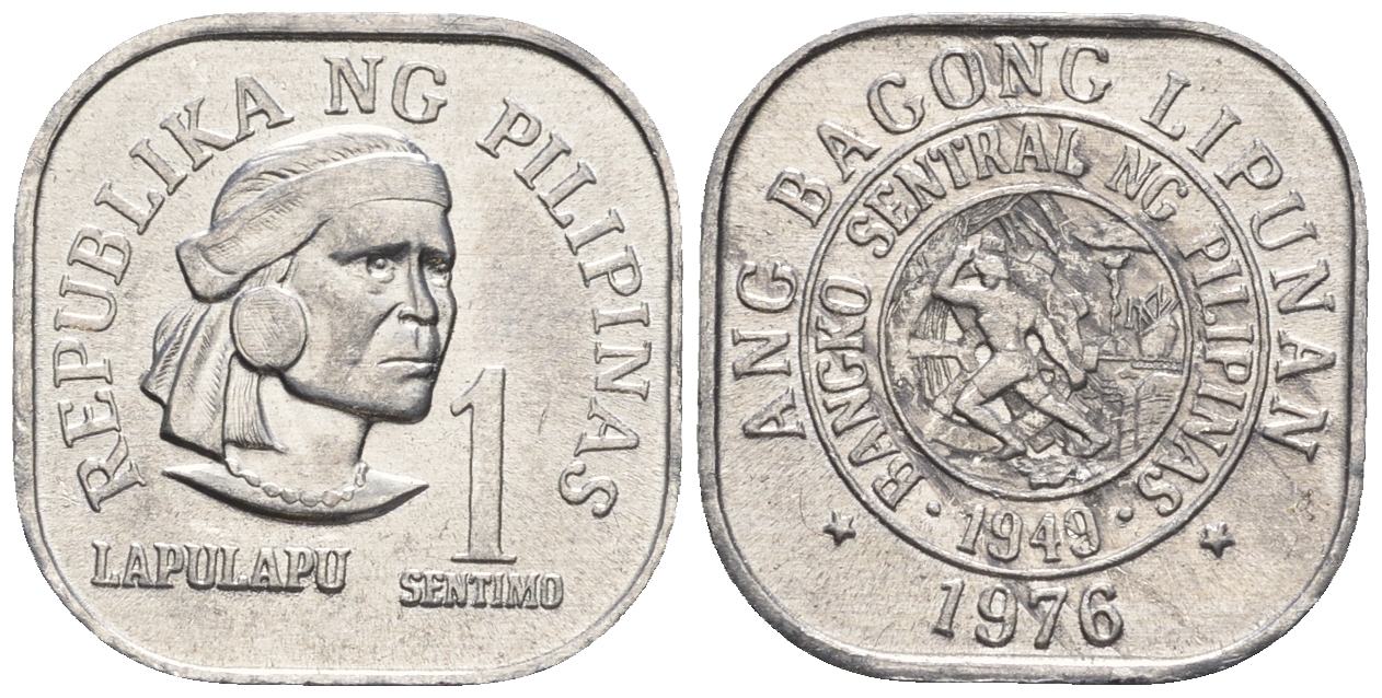 Филиппины 1 сентимо 1976 вождь острова Мактан Лапу-Лапу KM 205 алюминий  UNC  220-1143