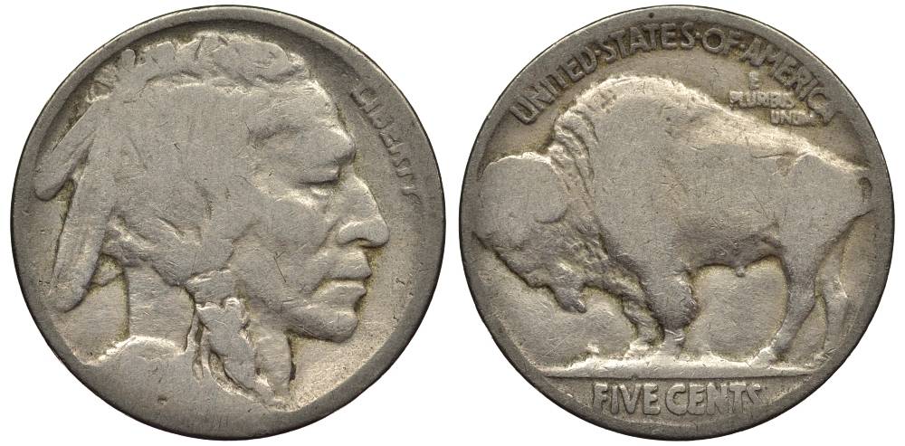 США 5 ЦЕНТОВ 192Х ИНДЕЕЦ, БИЗОН KM 134 медно-никель 27-636