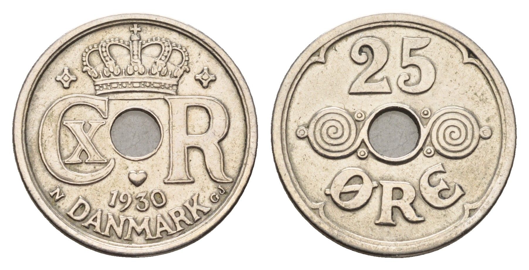Дания 25 эре 1930 Кристиан X (1912-1947) KM 823 медно-никель 94-114