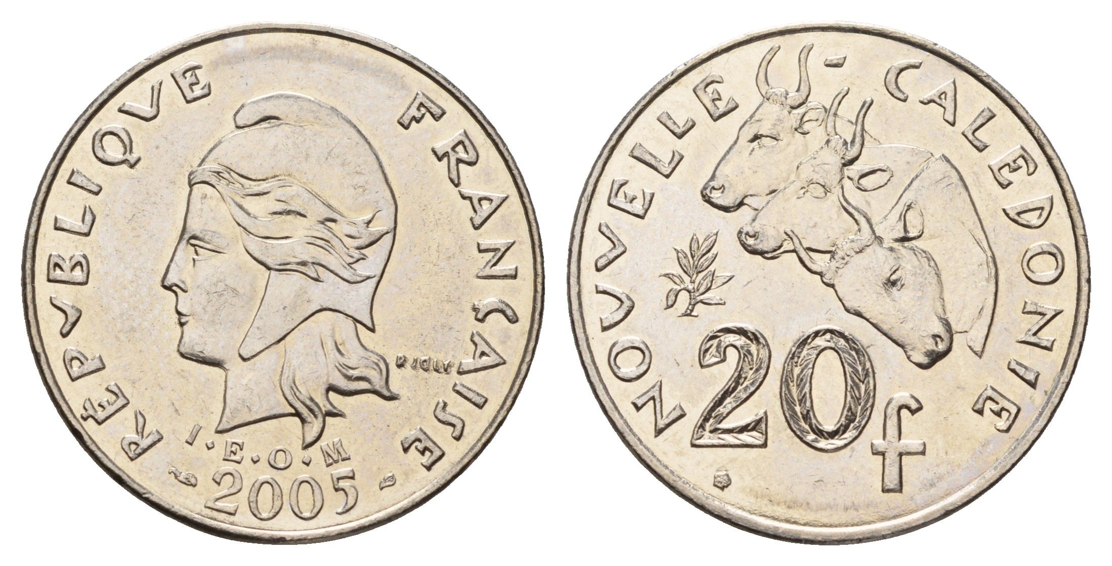 Новая Каледония 20 франков 2005 KM 12 никель UNC 216-151