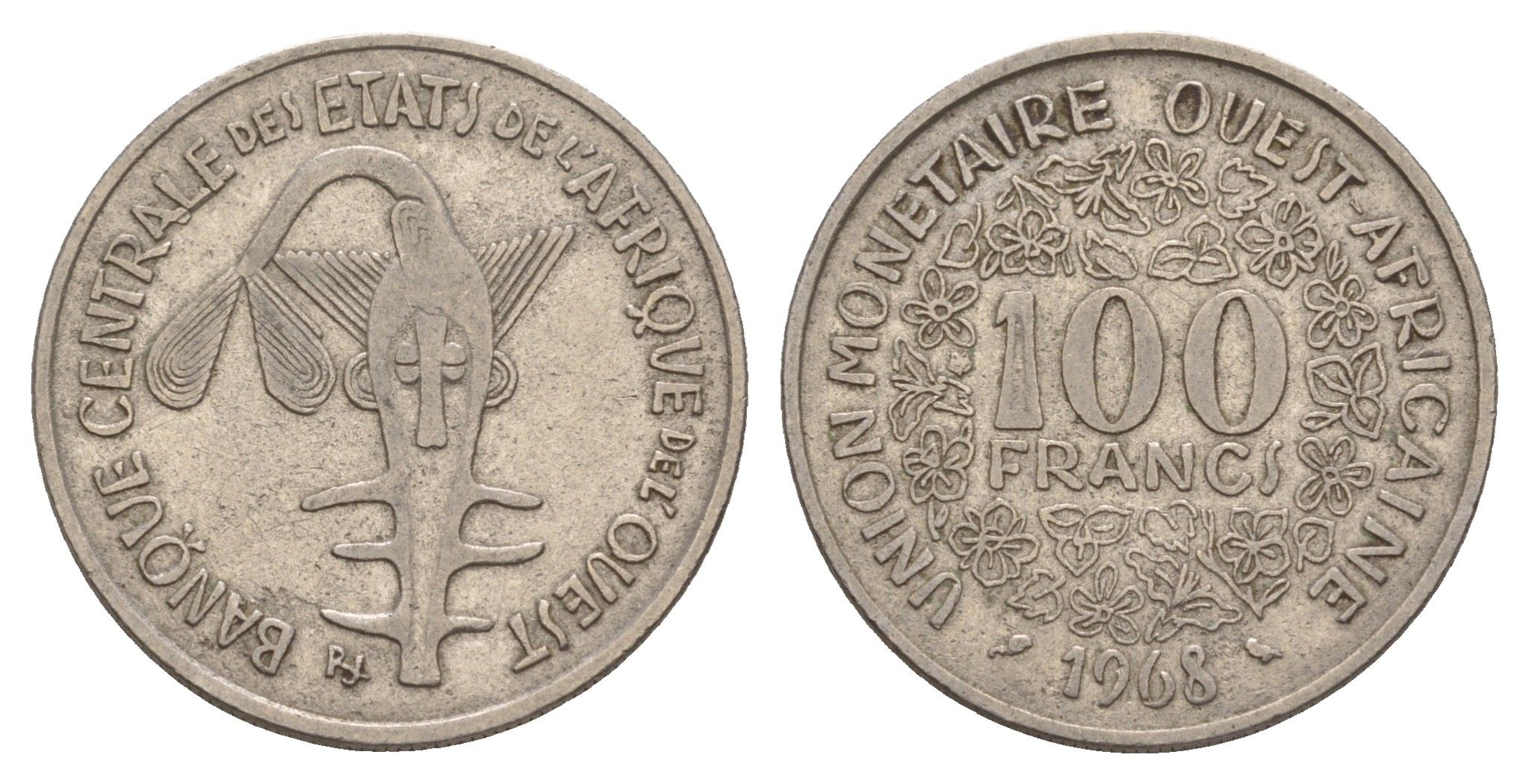 Западная Африка (BCEAO) 100 франков 1968 KM 4 никель 4656-912