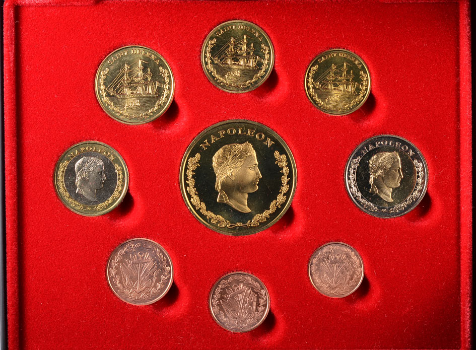 Остров Святой Елены евронабор из 9 монет (с 5 евро), Наполеон ND пробники, PROBA, в оригинальной коробке, с сертификатом    PROOF  4-3-4-07