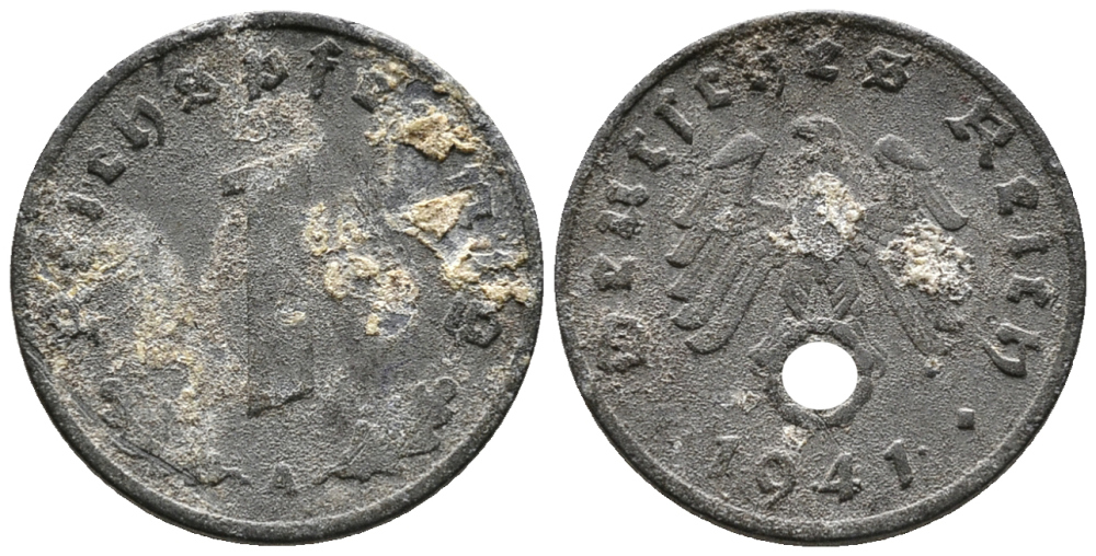 ГЕРМАНИЯ 1 РЕЙХСПФЕННИГ 1941 A KM 97, J. 369 цинк 39-1167