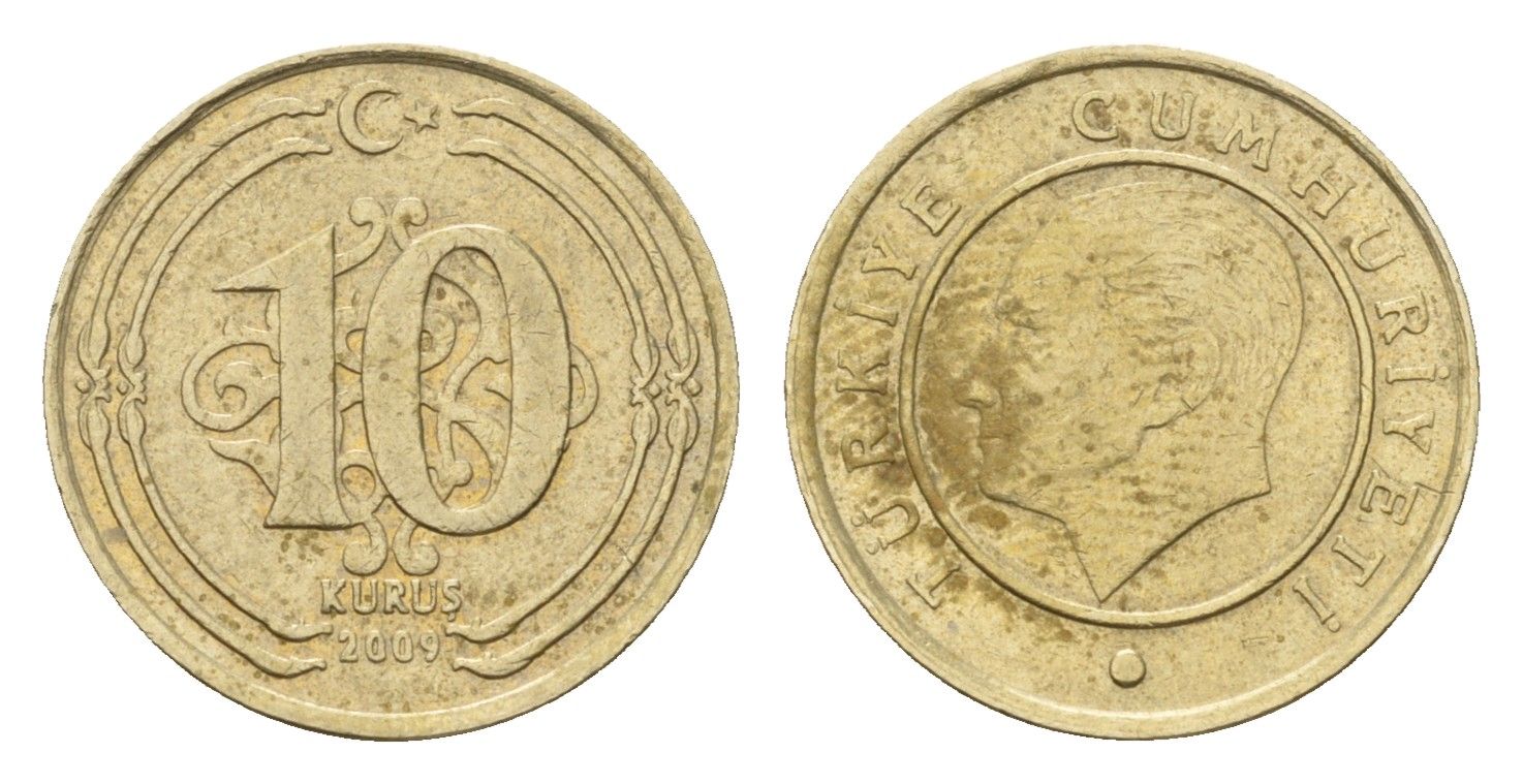 Турция 10 куруш 2009 Кемаль Ататюрк KM 1241 медь цинк никель 4623-727