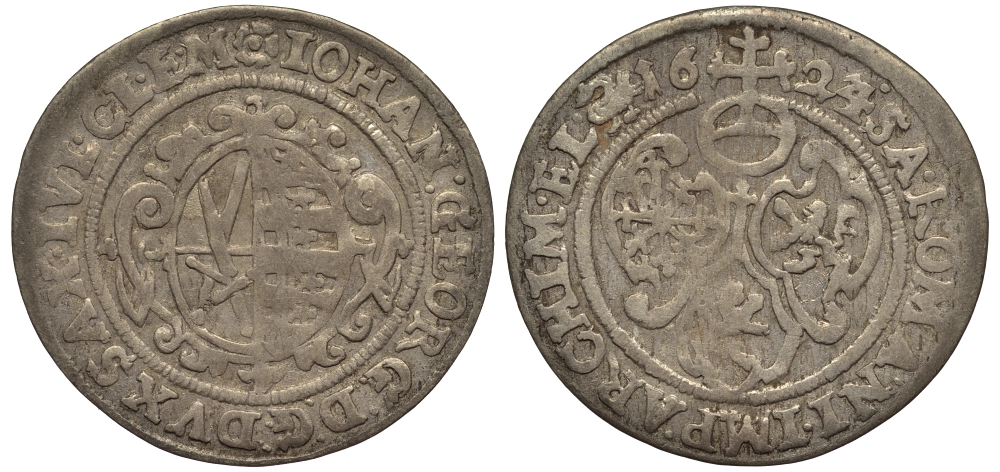 Саксония 1/24 талера 1624 SWAN, Иоганн Георг I (1615-1656) KM 71 серебро    413-5525