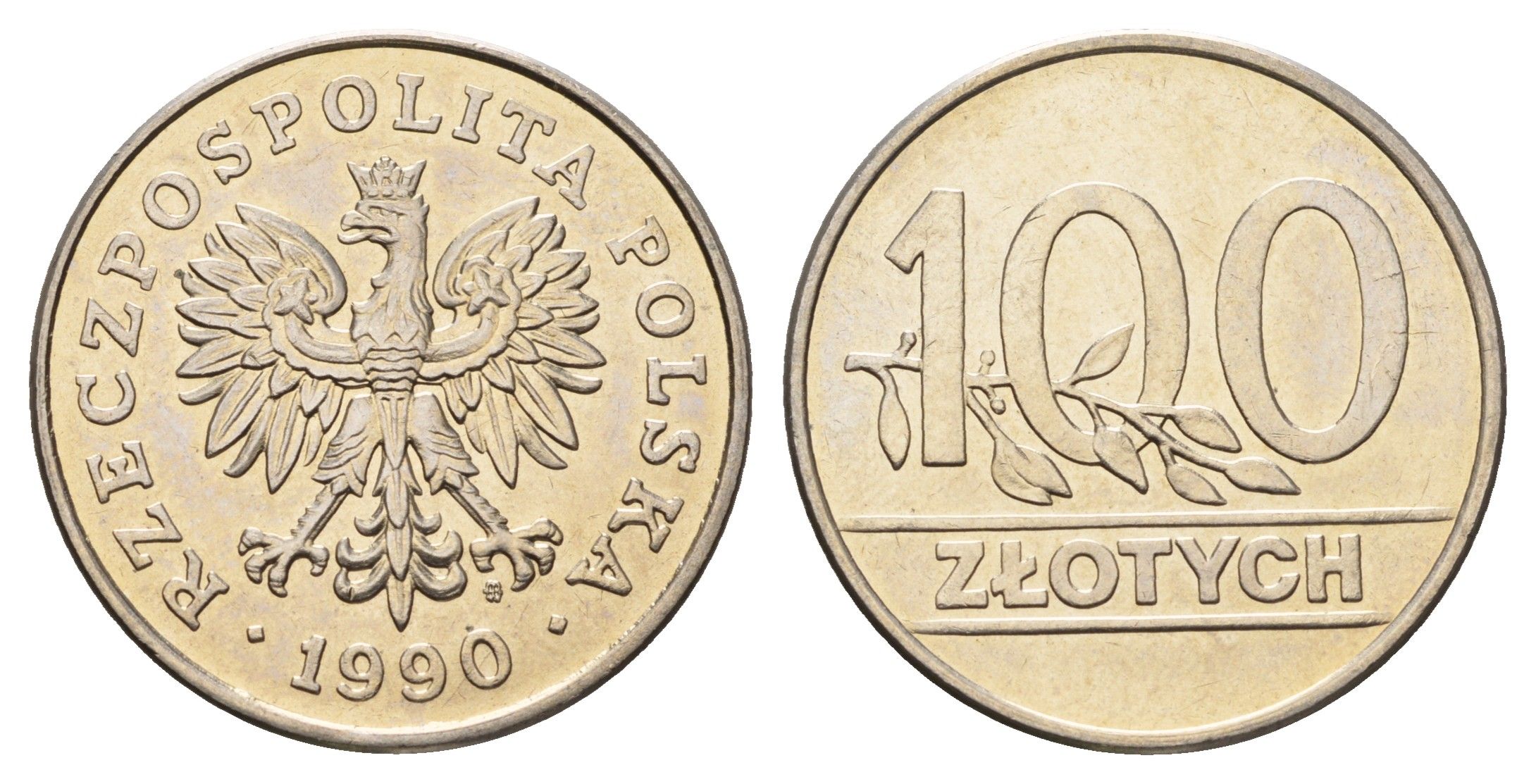 Польша 100 злотых 1990 год-тип Y 214 медно-никель UNC 4391-724