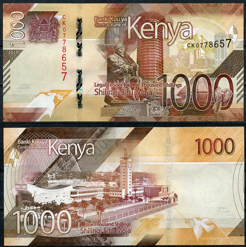 Кения 1000 шиллингов 2019 Статуя Джомо Кениаты, здание парламента, Найроби Pick 56  бумага  UNC (пресс) 448-163-3