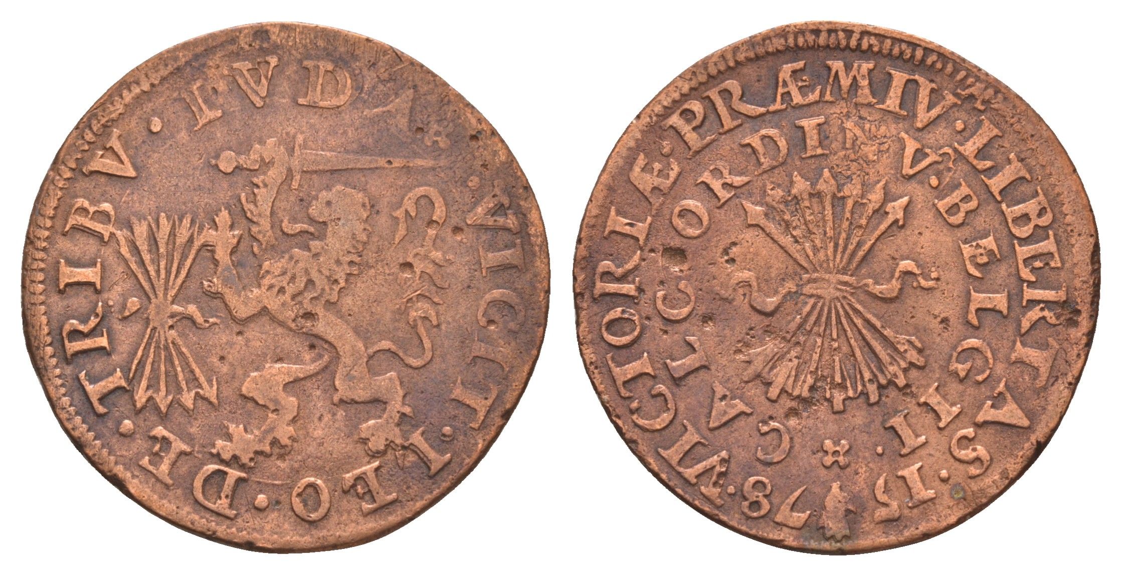 Бельгия cчетный жетон - Вторая Брюссельская уния 1578 диаметр 28 мм, вес 4,74 гр медь 1520-824