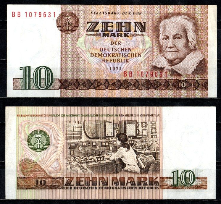 ГДР 10 марок 1971 Pick 28 b бумага 8518-40-2-2