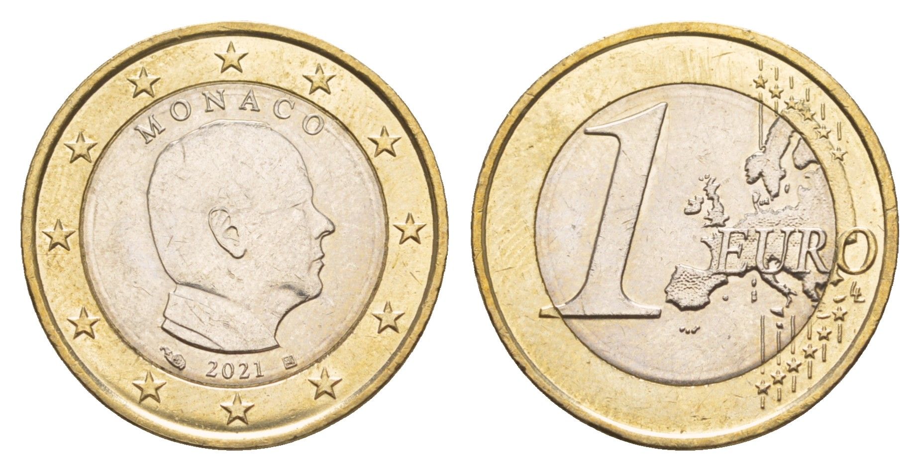 Монако 1 евро 2021 KM 194 биметалл UNC 4654-821