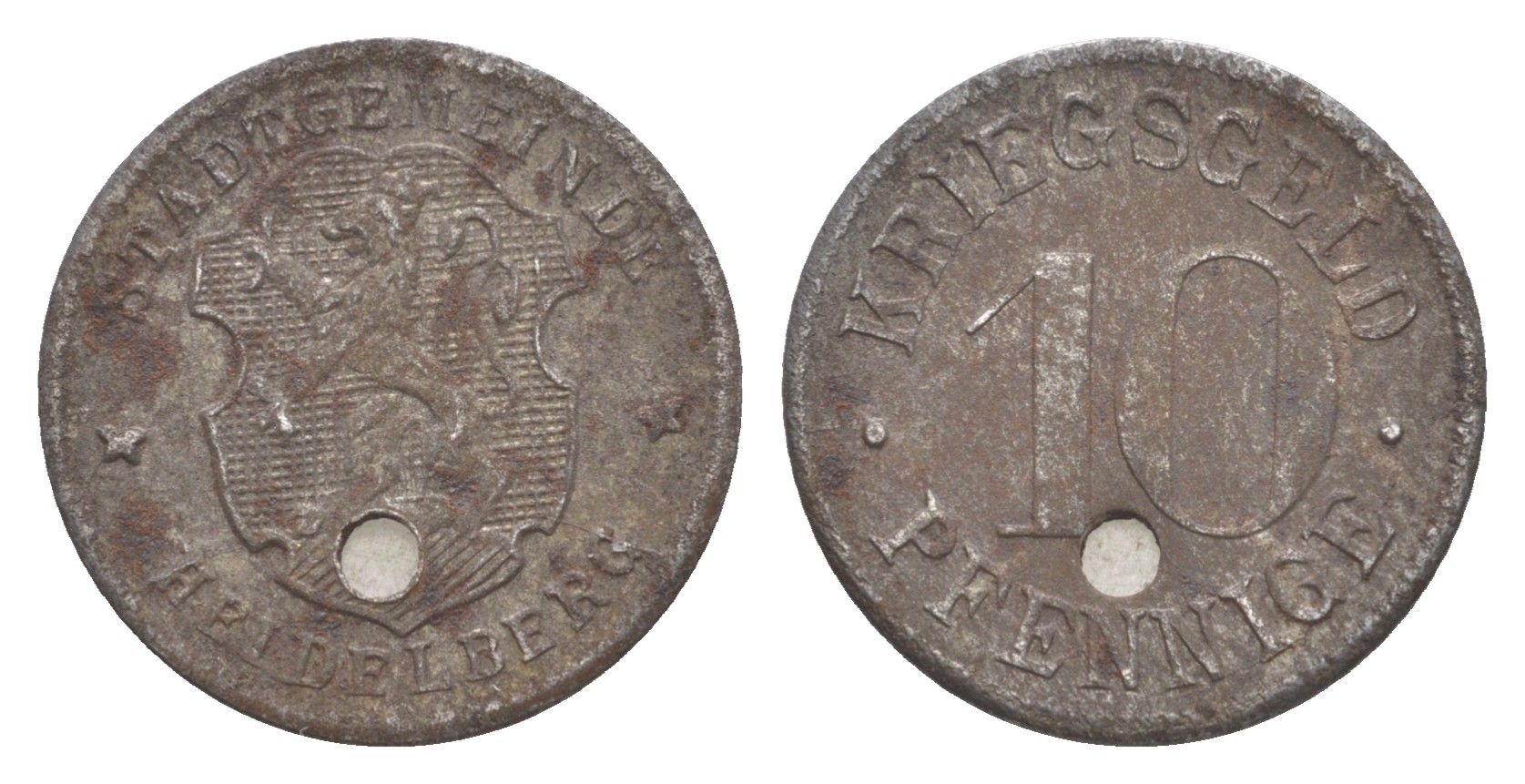 Гейдельберг 10 пфеннигов ND (1918-1919) Funck 203.1, Men18 14006.2 железо 4643-927