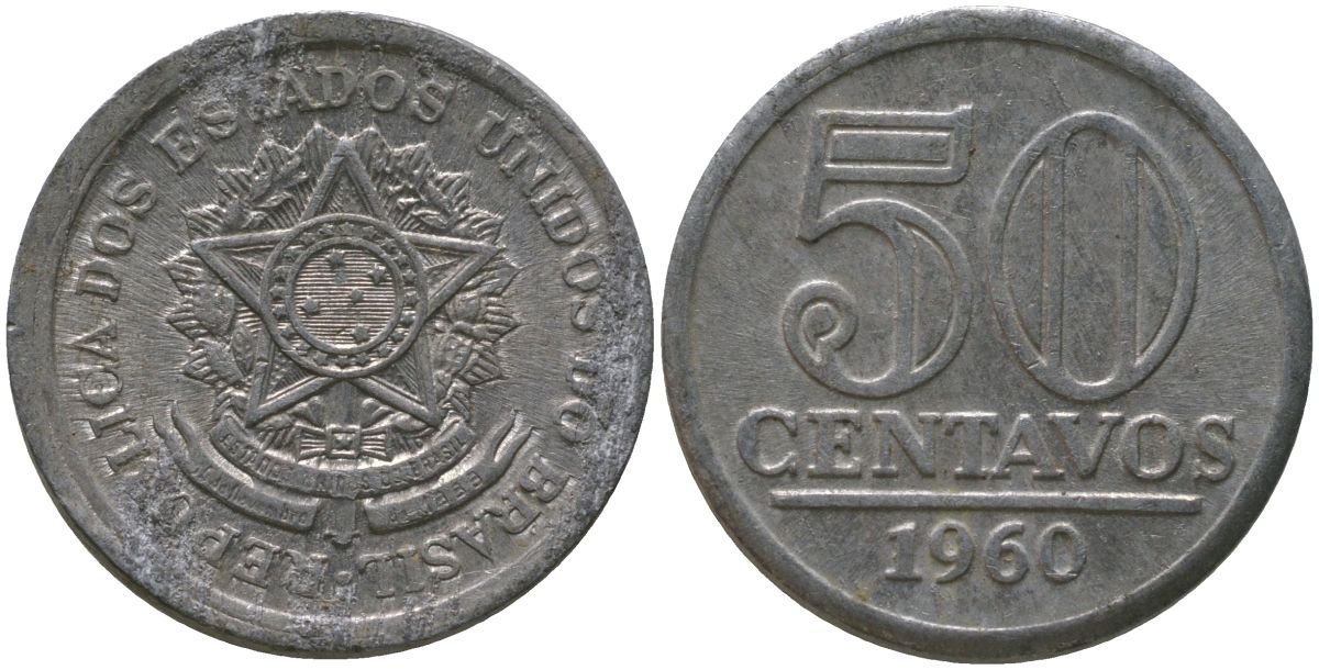 Бразилия 50 сентаво 1960 KM 569 алюминий 4577-736