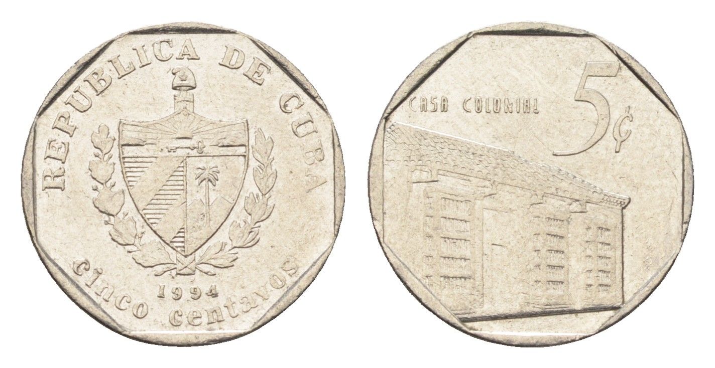 Куба 5 сентаво 1994 Casa Colonial KM 575.1 сталь плакированная никелем 4664-731