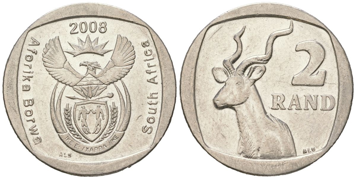 ЮАР 2 ранда 2008 KM 445 медь плакированная медно-никелем 4364-2341