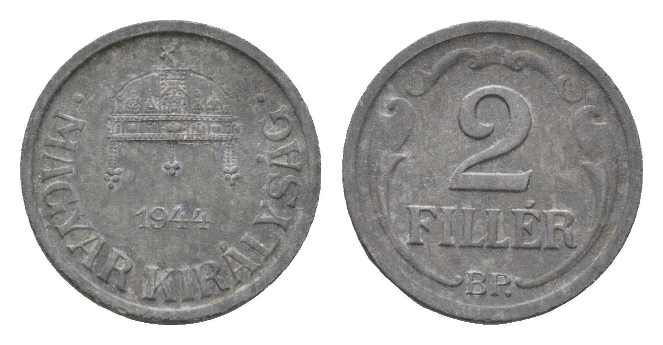 Венгрия 2 филлера 1944 BP KM 519 цинк 4664-911