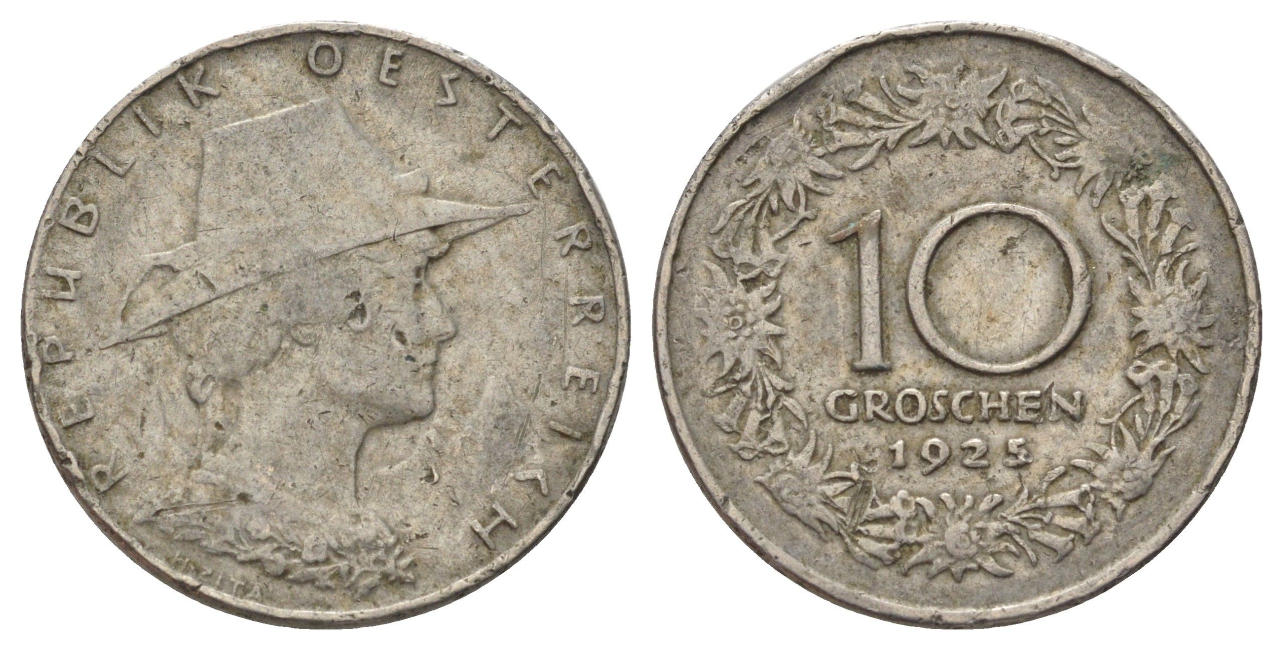 Австрия 10 грошей 1925 KM 2838 медно-никель 4684-833