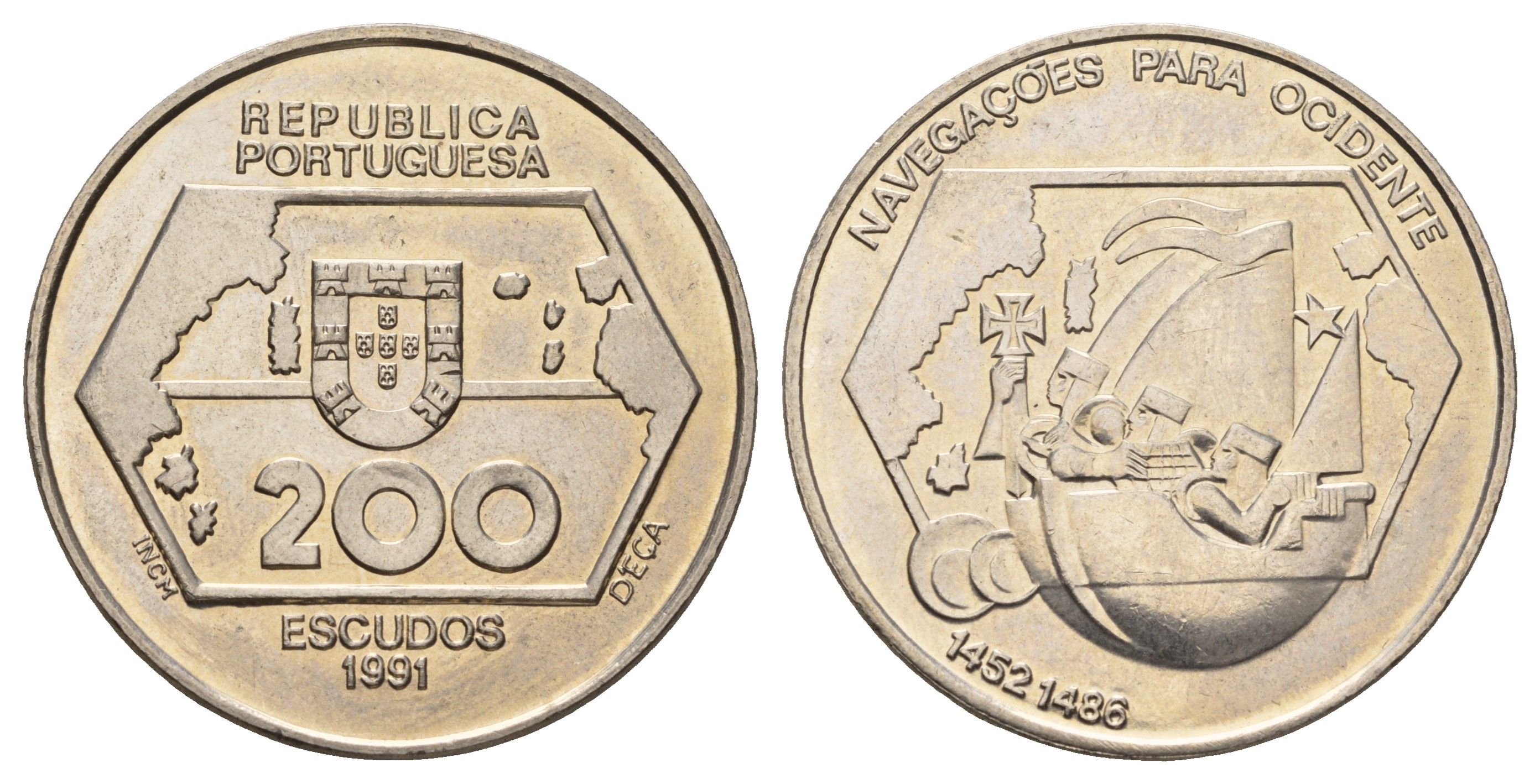 Португалия 200 эскудо 1991 Навигация на запад KM 659 медно-никель UNC 74-825