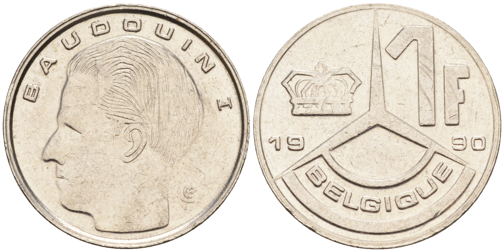 Бельгия 1 франк 1990 BELGIQUE KM 170 железо плакированное никелем    4594-564