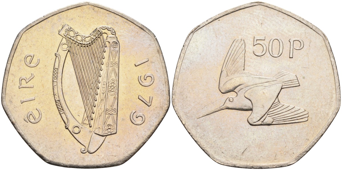 Ирландия 50 пенсов 1979 вальдшнеп KM 24 медно-никель UNC 4583-522