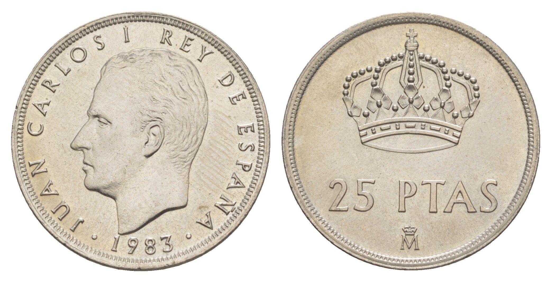 Испания 25 песет 1983 M, Хуан Карлос I (1975-2014) KM 824 медно-никель UNC 4616-1033