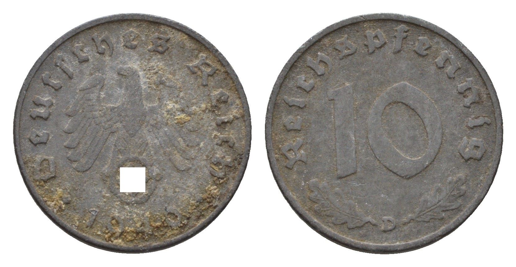 Германия 10 рейхспфеннигов 1940 D KM 101, J. 371 цинк 4649-537