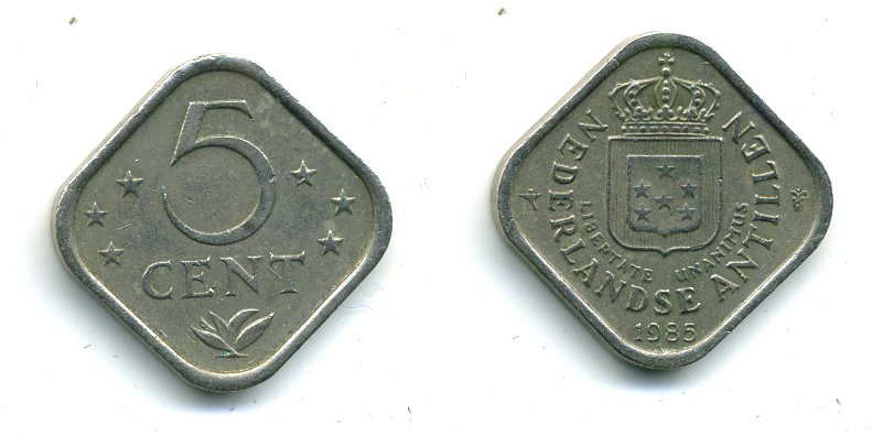 Нидерландские Антилы 5 центов 1985 Беатрикс (1980-2013) KM 13 медно-никель 46-2569