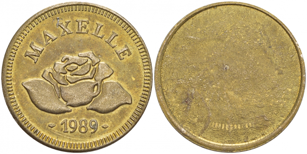 ЕВРОПА ЖЕТОН 1989 MAXELLE, РОЗА желтый металл 4544-945