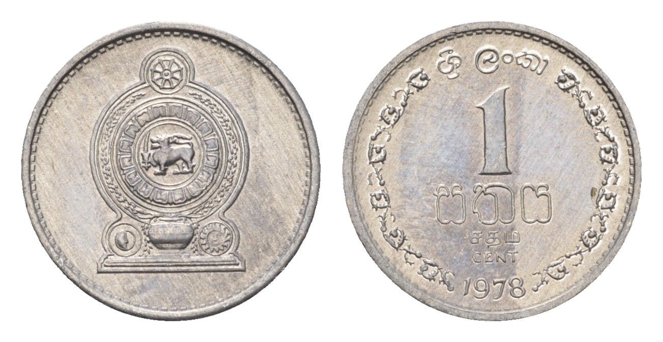 Шри-Ланка 1 цент 1978 KM 137 алюминий UNC 4685-611