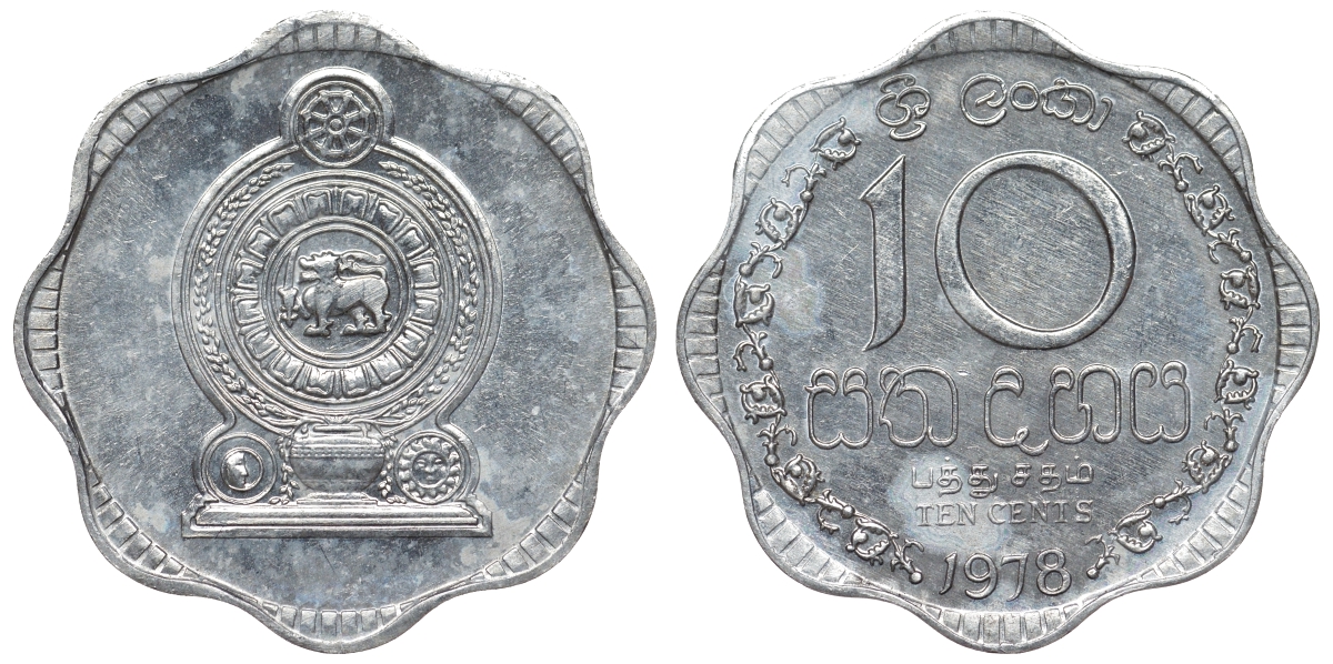 Шри-Ланка 10 центов 1978 KM 140 a алюминий 4118-836