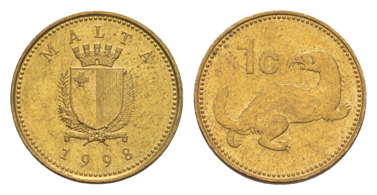 Мальта 1 цент 1998 KM 93 никель латунь UNC 4632-848