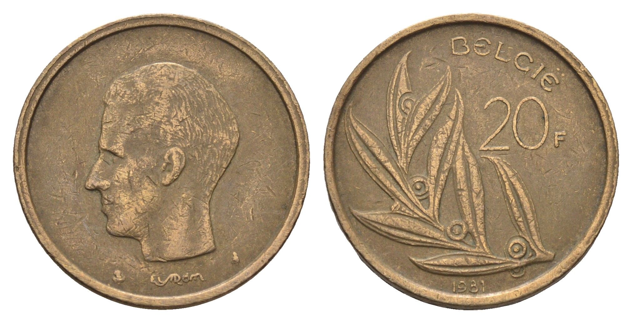 Бельгия 20 франков 1981 Belgie, Бодуэн I (1951-1993) KM 160 никель бронза 4629-541