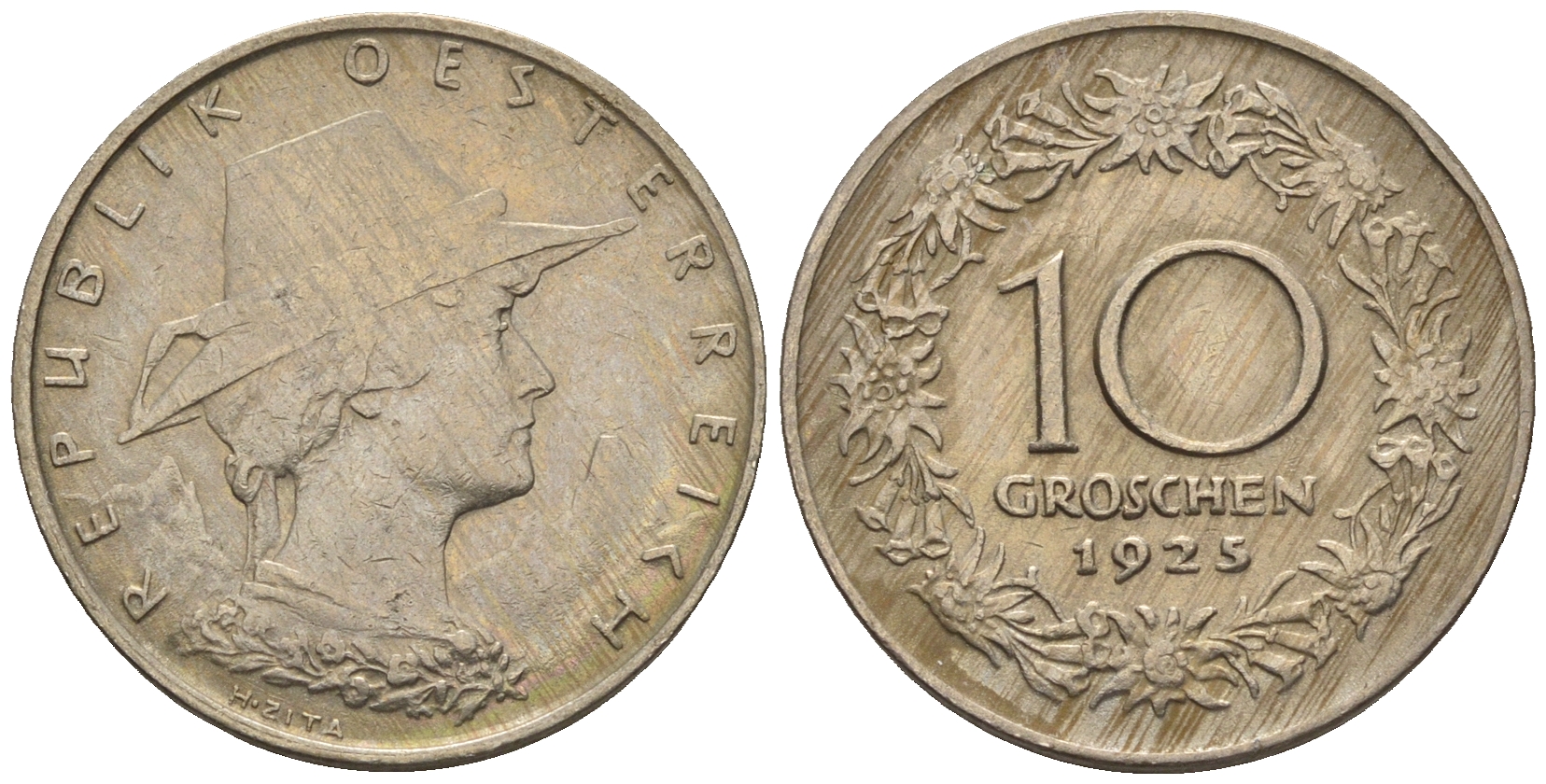 Австрия 10 грошей 1925 KM 2838 медно-никель 60-431