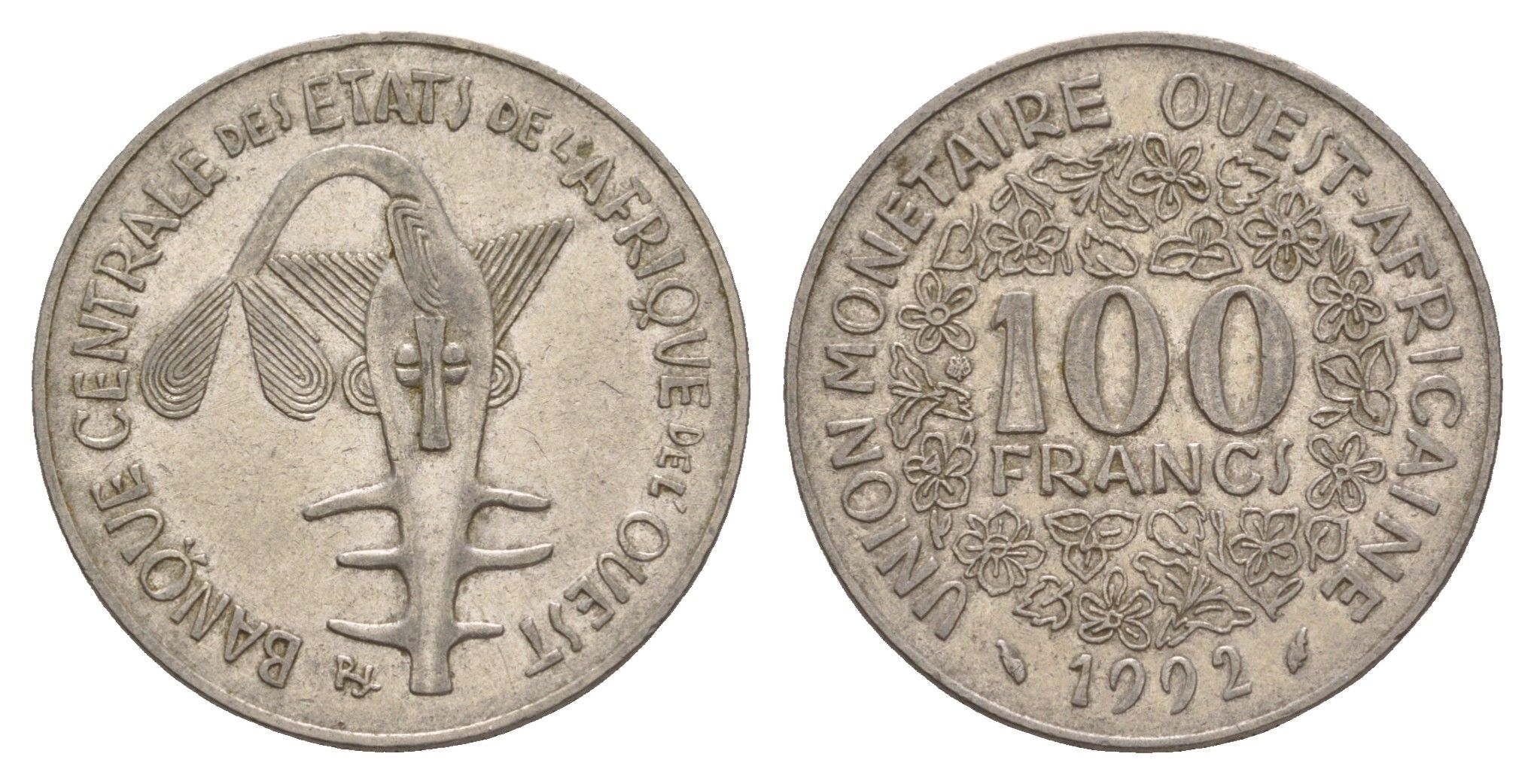 Западная Африка (BCEAO) 100 франков 1992 KM 4 никель 4656-932