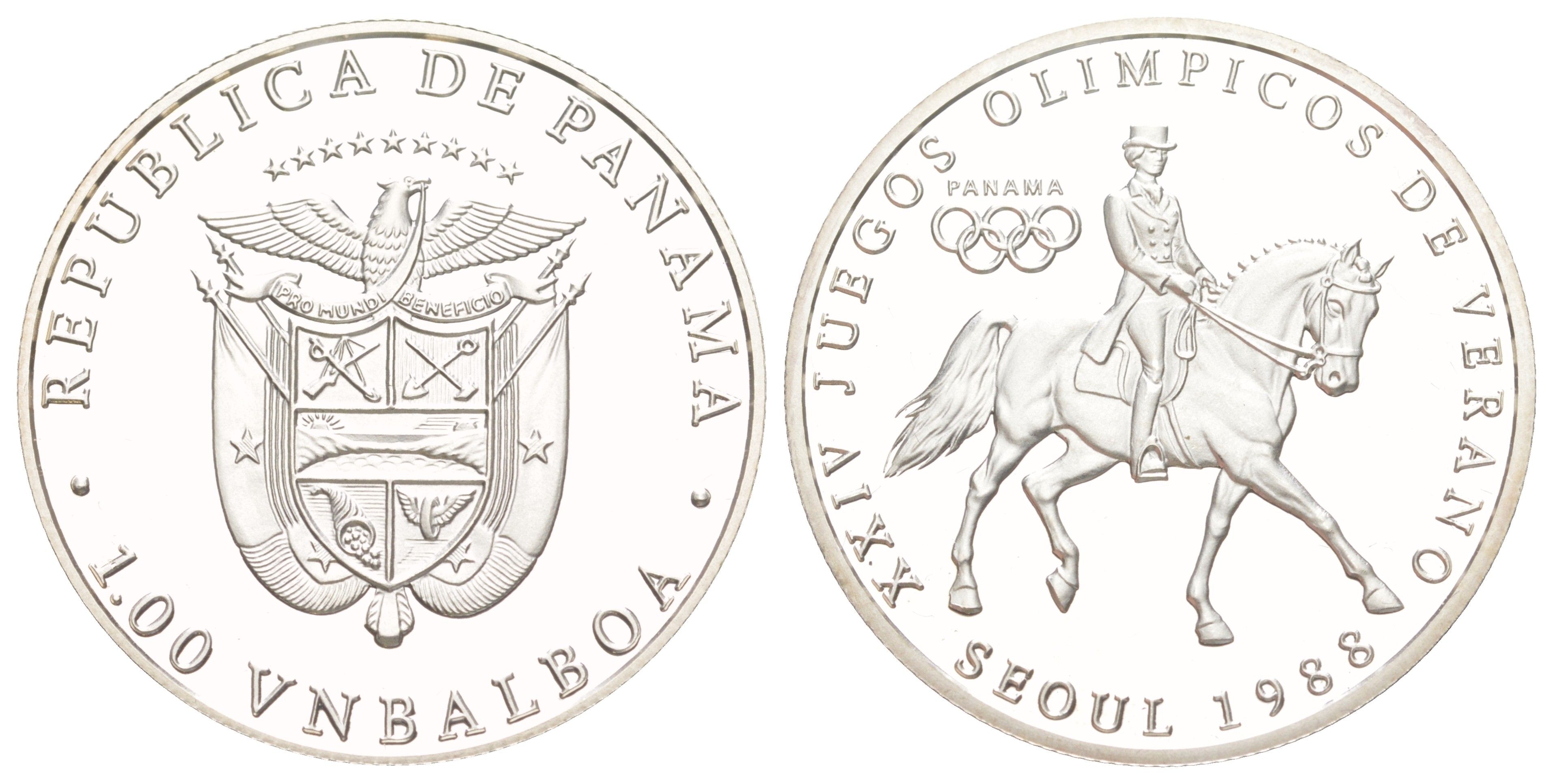 Панама 1 бальбоа 1988 XXIV летние Олимпийские Игры, Сеул 1988 - Конный спорт X M7 медно-никель PROOF 3711-1533