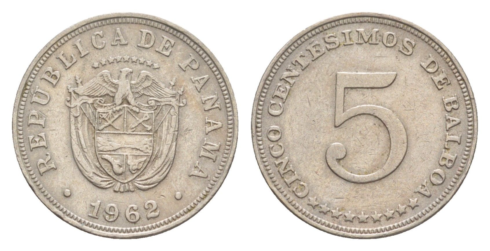 Панама 5 сентесимо 1962 KM 23.2 медно-никель 4643-1237