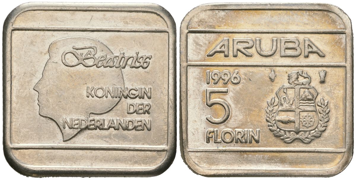 Аруба 5 флоринов 1996 Беатрикс (1980-2013) KM 12 сталь плакированная никелем 4619-411