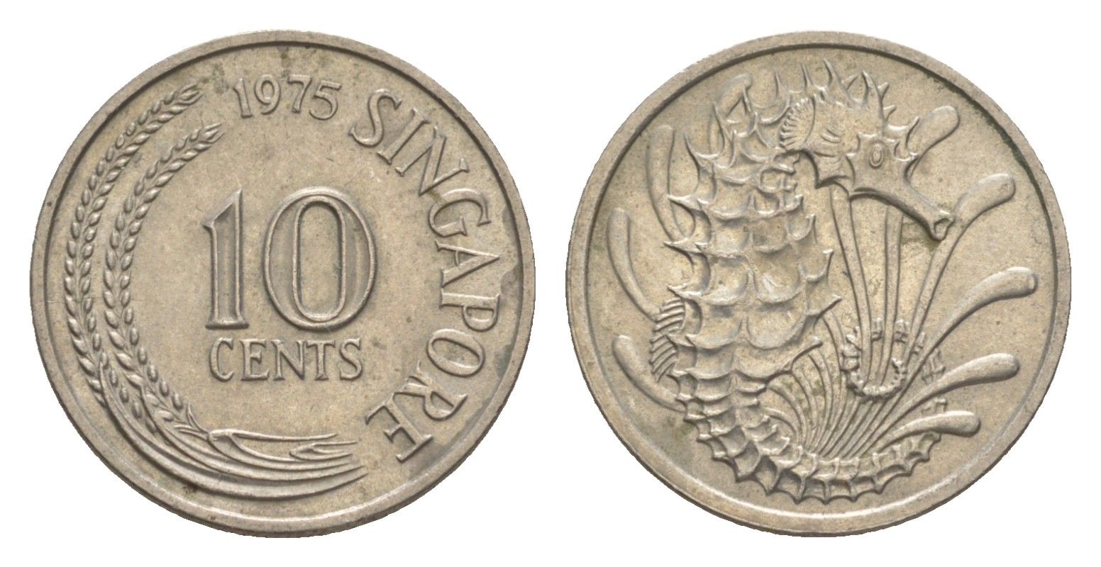 Сингапур 10 центов 1975 KM 3 медно-никель 4640-558