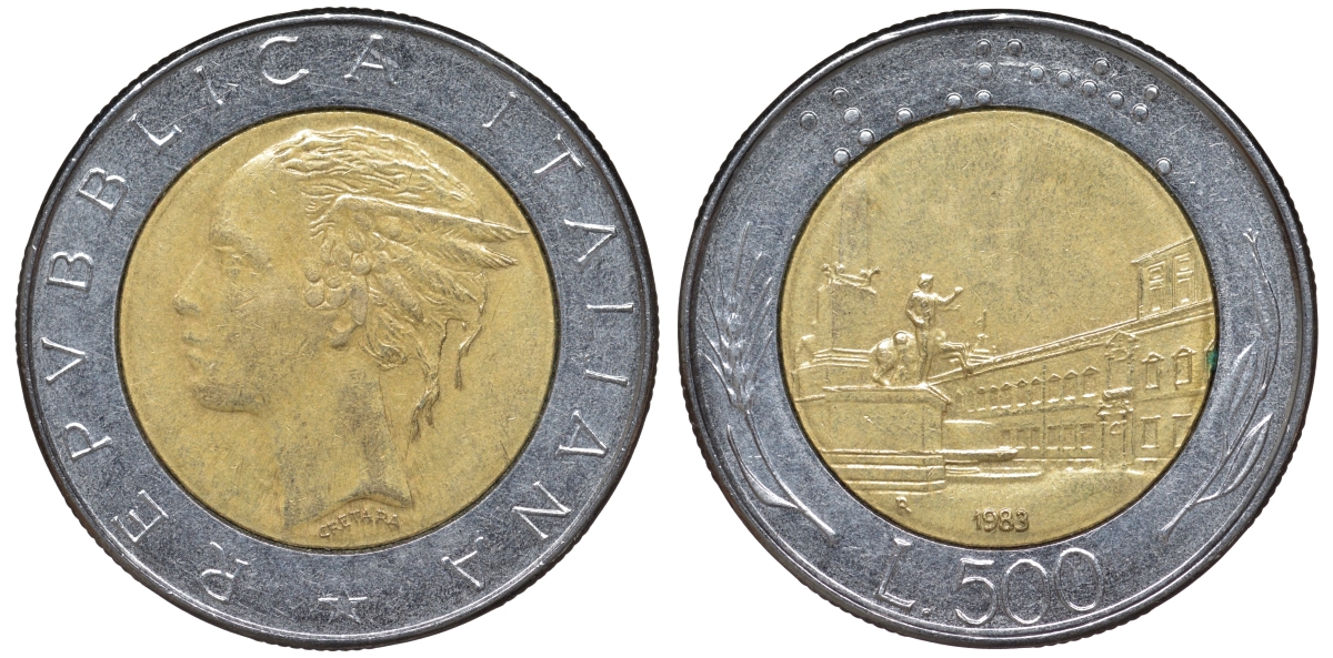 Италия 500 лир 1983 KM 111 биметалл 4142-1222