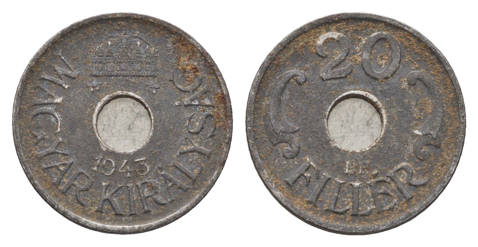 Венгрия 20 филлеров 1943 BP, редкий год KM 520 сталь 4665-1049