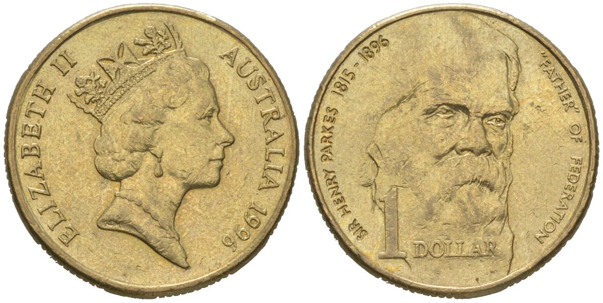 Австралия 1 доллар 1996 100 лет со дня смерти сэра Генри Паркса KM 310 алюминиевая бронза aUNC 4620-723